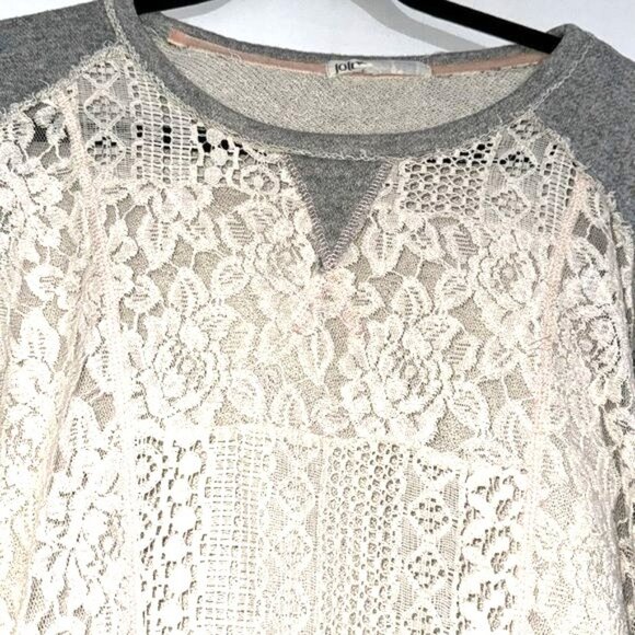 Lace Front Gray Long Sleeve Top By Jolt For Women Size XL - Picture 2 of 10